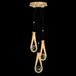 Aria Round Multi Light Pendant - Brushed Gold / Crystal