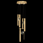 Aria Bar Multi Light Pendant - Brushed Gold / Crystal