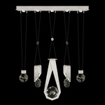 Aria Slab/Round/Drop Linear Multi Light Pendant - Brushed Silver / Crystal