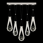 Aria Round Linear Multi Light Pendant - Brushed Silver / Crystal