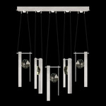 Aria Bar Linear Multi Light Pendant - Brushed Silver / Crystal