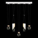 Aria Slab/Drop Linear Multi Light Pendant - White / Gold / Crystal