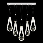 Aria Round Linear Multi Light Pendant - White / Gold / Crystal
