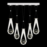 Aria Round Linear Multi Light Pendant - White / Gold / Crystal