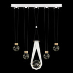 Aria Round/Drop Linear Multi Light Pendant - White / Gold / Crystal