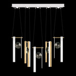 Aria Bar Linear Multi Light Pendant - White / Gold / Crystal