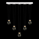 Aria Drop Linear Multi Light Pendant - White / Gold / Crystal