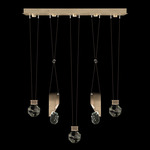 Aria Slab/Drop Linear Multi Light Pendant - Soft Ombre Bronze / Crystal