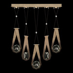 Aria Round Linear Multi Light Pendant - Soft Ombre Bronze / Crystal