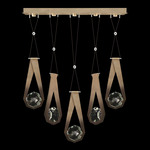 Aria Round Linear Multi Light Pendant - Soft Ombre Bronze / Crystal