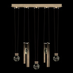 Aria Bar/Drop Linear Multi Light Pendant - Soft Ombre Bronze / Crystal