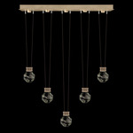 Aria Drop Linear Multi Light Pendant - Soft Ombre Bronze / Crystal