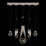 Aria Slab/Round/Drop Linear Multi Light Pendant - Soft Ombre Silver / Crystal