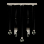 Aria Slab/Drop Linear Multi Light Pendant - Soft Ombre Silver / Crystal