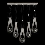 Aria Round Linear Multi Light Pendant - Soft Ombre Silver / Crystal