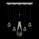 Aria Round/Drop Linear Multi Light Pendant - Soft Ombre Silver / Crystal