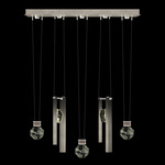 Aria Bar/Drop Linear Multi Light Pendant - Soft Ombre Silver / Crystal