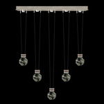 Aria Drop Linear Multi Light Pendant - Soft Ombre Silver / Crystal