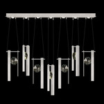 Aria Bar Linear Multi Light Pendant - Brushed Silver / Crystal