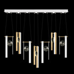 Aria Bar Linear Multi Light Pendant - White / Gold / Crystal