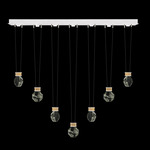 Aria Drop Linear Multi Light Pendant - White / Gold / Crystal