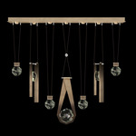 Aria 7 Round/Bar/Drop Linear Multi Light Pendant - Soft Ombre Bronze / Crystal