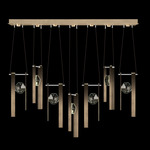 Aria Bar Linear Multi Light Pendant - Soft Ombre Bronze / Crystal