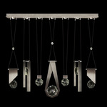 Aria 7 Slab/Round/Bar/Drop Linear Multi Light Pendant - Soft Ombre Silver / Crystal