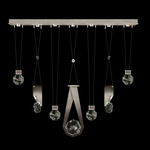 Aria 7 Slab/Round/Drop Linear Multi Light Pendant - Soft Ombre Silver / Crystal