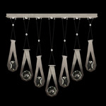 Aria Round Linear Multi Light Pendant - Soft Ombre Silver / Crystal