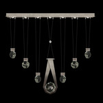 Aria 7 Round/Drop Linear Multi Light Pendant - Soft Ombre Silver / Crystal