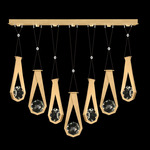 Aria Round Linear Multi Light Pendant - Brushed Gold / Crystal