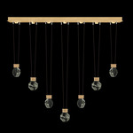 Aria Drop Linear Multi Light Pendant - Brushed Gold / Crystal
