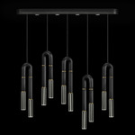 Antonia Linear Multi Light Pendant - Black / Brass / No Skin / Clear