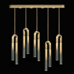 Antonia Linear Multi Light Pendant - Gold Leaf / Brass / No Skin / Clear