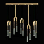 Antonia Linear Multi Light Pendant - Gold Leaf / Brass / Charcoal / Clear