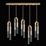 Antonia Linear Multi Light Pendant - Gold Leaf / Brass / Smoke / Clear