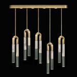 Antonia Linear Multi Light Pendant - Gold Leaf / Nickel / Smoke / Clear