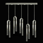 Antonia Linear Multi Light Pendant - Silver Leaf / Brass / No Skin / Clear