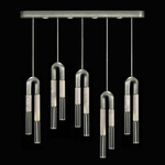 Antonia Linear Multi Light Pendant - Silver Leaf / Brass / Smoke / Clear