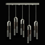 Antonia Linear Multi Light Pendant - Silver Leaf / Nickel / Charcoal / Clear