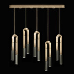 Antonia Linear Multi Light Pendant - Soft Gold Leaf / Brass / No Skin / Clear