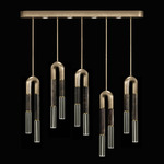 Antonia Linear Multi Light Pendant - Soft Gold Leaf / Brass / Charcoal / Clear