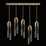 Antonia Linear Multi Light Pendant - Soft Gold Leaf / Nickel / Charcoal / Clear