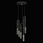 Antonia Round Multi Light Pendant - Black / Brass / No Skin / Clear