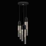 Antonia Round Multi Light Pendant - Black / Brass / Smoke / Clear