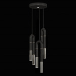 Antonia Round Multi Light Pendant - Black / Nickel / No Skin / Clear