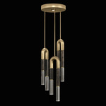 Antonia Round Multi Light Pendant - Gold Leaf / Brass / Charcoal / Clear