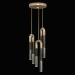 Antonia Round Multi Light Pendant - Soft Gold Leaf / Brass / Charcoal / Clear