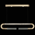 Antonia Linear Pendant - Soft Gold Leaf / Brass / Smoke / Clear